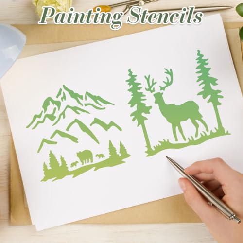 Forest Animal Stencils for Crafts Reusable 25Pcs Stencils(5.8X5.8 Inch) | DIY Art Painting Stencil Furniture Decor Kit for Wood Embroidery Wall Silk Screen Journaling - color: Animal 3
