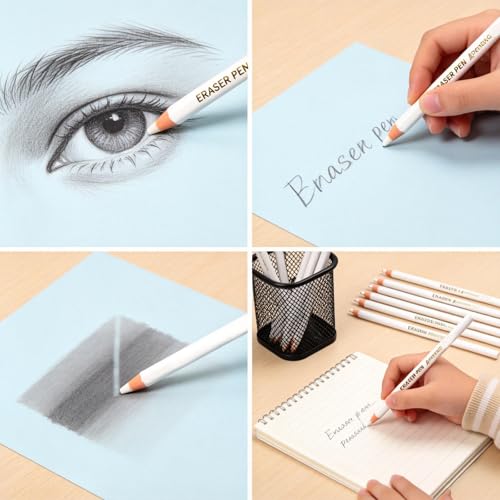 11pcs Precision Eraser Set(10 Pack Precision Eraser with Sharpener), Drawing Erasers Pens for Artists, Detail Erasers Pen for Sketching and Coloured Illustrations, Accurate Force Transmission Erasers