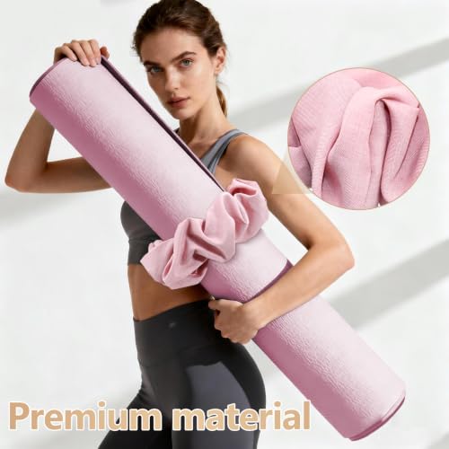 Yoga Mat Scrunchie - Stylish Holder, Durable & Elastic Fabric - Fits All Standard Mats (Mat Not Included) - color: Pink