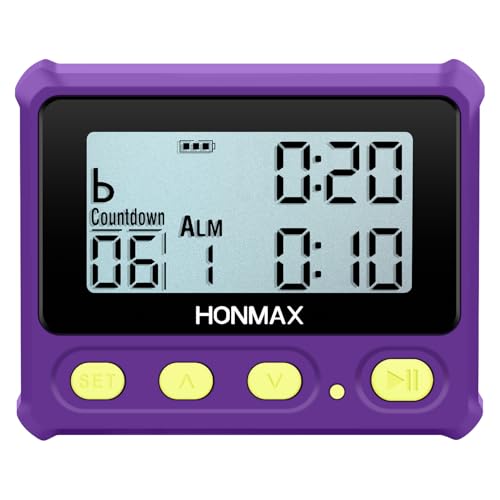 8200 Interval Timer, Stopwatch with Backlight, USB-C Rechargeable Clock (Purple) - color: Purple