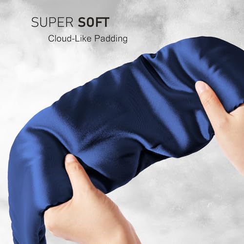 LitBear Silk Sleep Mask for Side Sleeper, Eye Mask Sleeping for Women Men | 100% 22 Momme Pure Mulberry Silk, Face-Hugging Padded Eye Cover for Sleeping with Adjustable Band, Midnight Blue - color: Midnight Blue