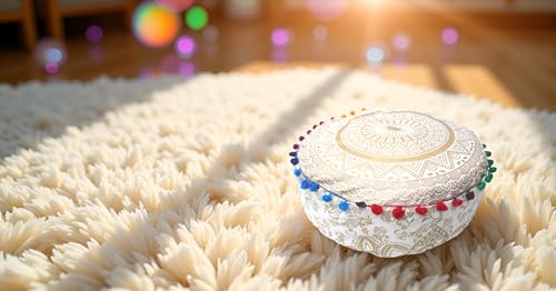 ICC Floor Pillows & Cushion covers Decorative Hippie Mandala Pouf Pillow covers Seating Meditation Cushion Cover Large Boho Ottoman Case Pillowcase Couch White Gold Matellic 16" Round - color: White Gold Matellic, size: 16"D x 16"W x 5"H