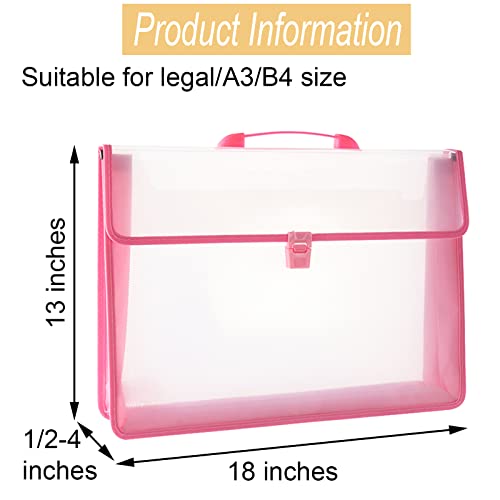 12x16.5 Art Portfolio Case A3 PP Plastic Transparent Pink Pack of 1 | Oxford Cloth Edge Waterproof Fits 11x14 Photo Prints and Art Paper - color: Pink