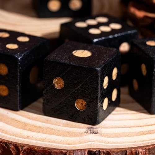 10PCS Wooden D6 Dice Set Wood 16mm Dice Set for DND RPG Board Games - color: D6-black S