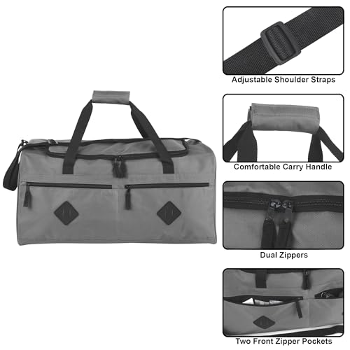 24 Inch 55 Liter Multi Pocket Duffle Bags for Men & Women For Traveling, the Gym, and as Sports Equipment Bag/Organizer - color: Grey & Orange
