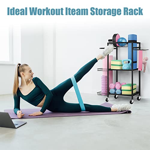 Yoga Mat Storage Rack, Home Gym Storage, Workout Equipment Storage Rack - color: 블랙.