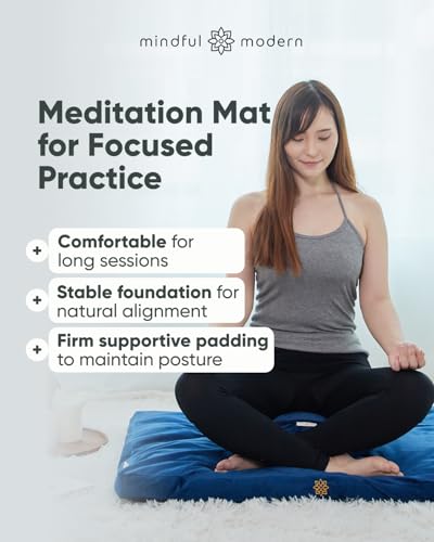Mindful & Modern Zabuton Meditation Mat - Cotton Filled Yoga and Meditation Pad - Zabuton Meditation Cushion for Kneeling and Sitting Support - Large Rectangular Sitting Floor Pillow for Bench or Zafu - color: Velvet - Blue