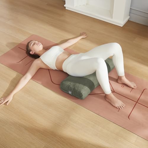 Meditation Cushion Bolster Pillow for Restorative Yoga – Supportive Cushion for Meditation, Pilates, and Relaxation – Filled with Buckwheat Hulls - Removable Cover - color: Olive Green, size: Rectangular (Filled with 100% Cotton)