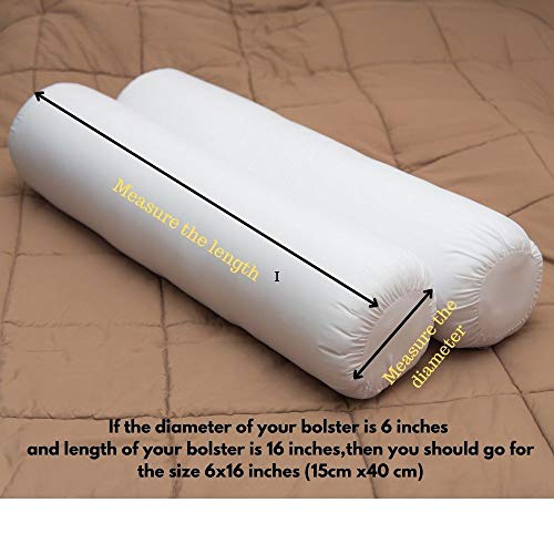 Saffron Bolster Removable Cover Cotton (Beige, 6" x 16" (15cm x 40 cm)) - color: Beige, size: 6" x 16"
