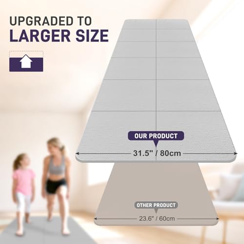 Foldable Yoga Mat for Travel 72"x 32"x 0.32"Inch, 8mm Thick Folding Exercise Mat, Outdoor Non-slip Pilates Mat for Women & Men, Wide Yoga Mat Packable for Workout and Fitness - color: Grey