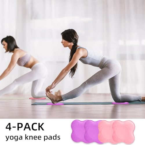 2-4 Pack Yoga Knee Pads, TPE Cushion for Pilates Exercise - color: Pink Purple