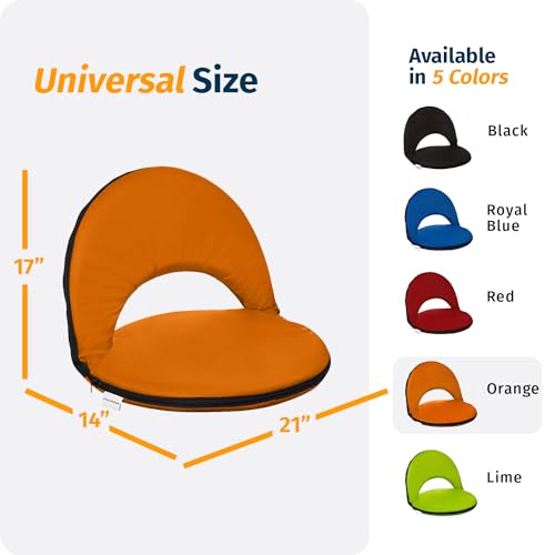 Alpcour Folding Stadium Seat – Deluxe Outdoor Camping Reclining Waterproof Cushion Chair for Bleachers – Best 6-Position Back Support Picnic Bleacher Seats w/Extra Thick Padding for Support & Comfort - color: Orange