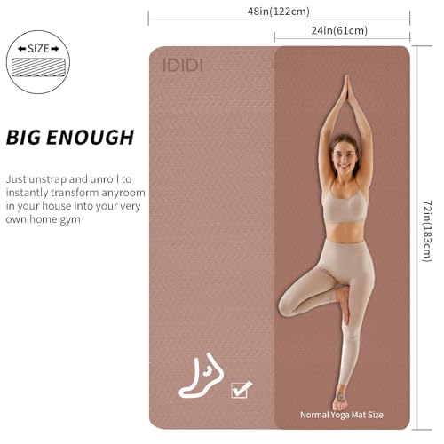 8mm & 10mm Thick Large Yoga Mat (6'x 4') - Extra Long and Wide Workout Mat for Men and Women, Non-Slip POE Fitness Mat, Eco-Friendly Exercise Mat for Home Workouts, Ideal for Yoga and Pilates - color: Brown+Apricot, size: 8mm