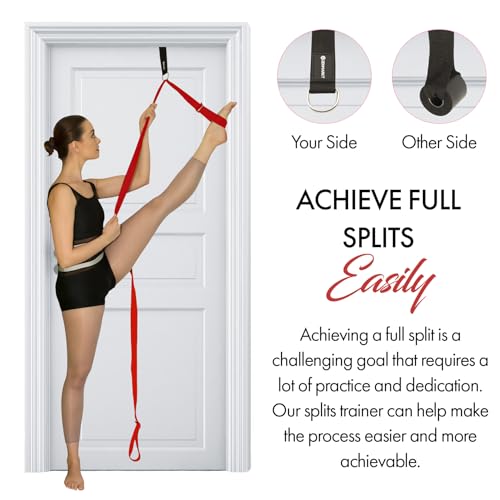Stretching Strap with Door Anchor for Splits and Flexibility Training - color: Red