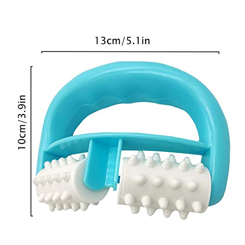 Cellulite Massage, Manual Roller Massages with Two-Wheel Handle,Relax Muscles to Relieve Stress,Increases Blood Circulation,Apply to Arm/Shoulder/Leg/Back/Buttocks/Abdomen(Blue)
