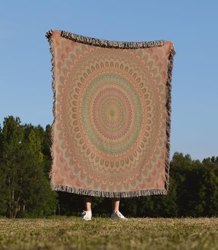 3dRose Boho Floral Circle Mandala - Abstract Design Woven Blanket