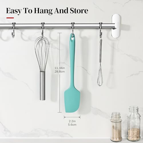 600ºF Heat Resistant Large Silicone Spatula for Baking, Aqua Sky | 11.34in High Heat Food Safe Flexible Kitchen Silicone Scraper for Cooking Mixing Scraping Stirring Nonstick Cookware Pan Bowl - color: Aqua Sky, size: 11.34in - Large Spatula