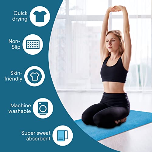 Yoga Towels, Non Slip Hot Yoga Mat Towel with Grip Dots,Super-Absorbent Soft Microfiber Yoga Blanket for Pilates, Fitness and Workout 72inch x 24inch - color: Blue