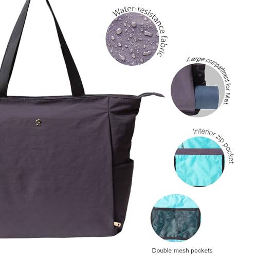 ESVAN Yoga Mat Bag Yoga Tote Carrier Shoulder Bag Carryall Tote for Office,Yoga,Pilates,Travel,Beach and Gym - color: Nylon Dark Gray