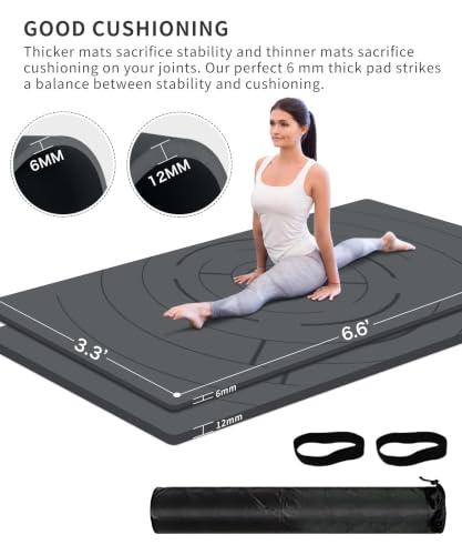 nuveti Large Exercise Mat (6'x 3'), Extra Wide Workout Mat for Men and Women, Yoga Mat Thick 1/4 Exercise Mats Non-Slip, Non-Toxic, Large Fitness Mat Perfect for Barefoot Exercise (Yoga, Pilates, Stretching, Meditation) - color: Grey, size: 78"L x 39"W x