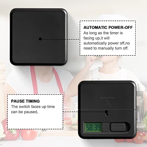 Weewooday Cube Timer, Gravity Sensor Flip Timer for ADHD, Black - color: Black