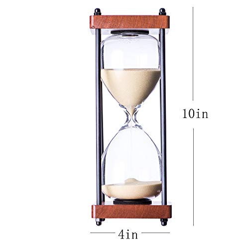 Large Hourglass Timer 60 Minute, Decorative Wooden Sandglass, Yellow - color: Yellow Sand