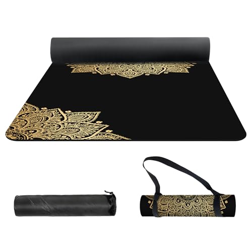 nuveti Yoga Mat Print Extra Thick TPE Non Slip Fitness Exercise Mat with Carrying Bag,72"x24" Extra Thick 6MM Exercise & Workout Mat for Yoga, Pilates Fitness and Floor Exercises - color: Flower-B