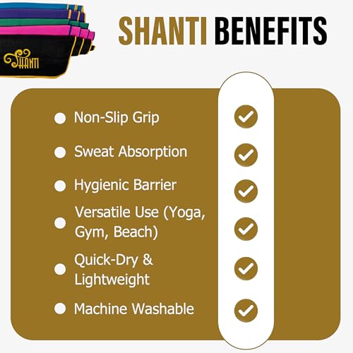 Shanti Microfiber Yoga Towel: Non-Slip, Super Absorbent for Hot Yoga, Pilates & All Workouts - color: Pink