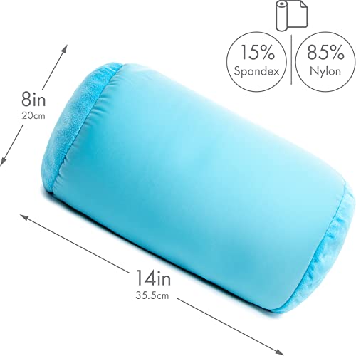 Microbead Bolster Neck Roll Pillow, 14x8 in Cylinder Tube, Aqua Green | Silky smooth face helps prevent sleep creases and hair breakage, light squishy support for head and shoulders, travel ready - color: Aqua Green