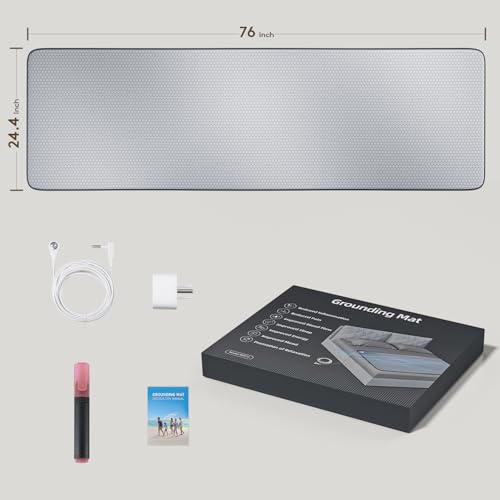 Graphene Grounding Mat for Bed, Sleep & Pain Relief, King Size | Conductive Graphene Material with 15ft Cord & 100K Ohm Safety Resistor, Grounding Mat for Bed, Desk, Office & Couch - size: King