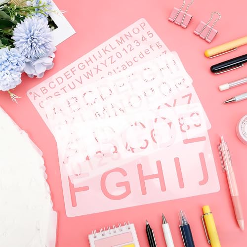 1/3, 1/2, 3/4, 1, 2 Inch Letter Stencils for Painting 35 Pack Small Letter Stencils Reusable Plastic Alphabet and Number Stencil Drawing Templates kit for Crafts Art Projects Scrapbook Wood - color: Aa-white