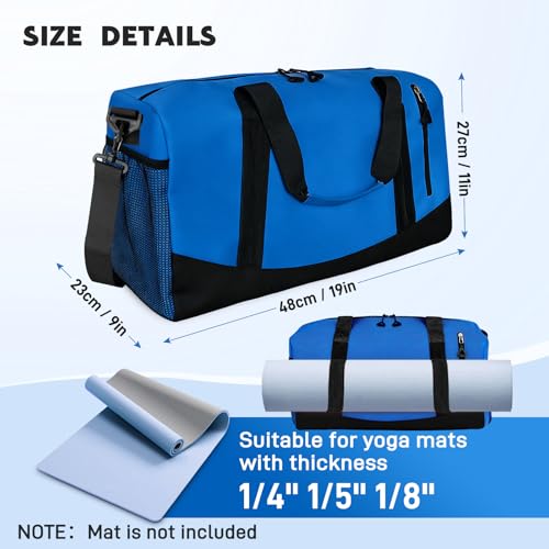 Yoga Mat Bag, Gym Workout Bag with Water Bottle Pocket, Pilates Bag for Women with Wet & Dry Pocket, Yoga Bags and Carriers Fits All Your Stuff, Yoga Tote Bag for Sports Travel Office - color: Blue