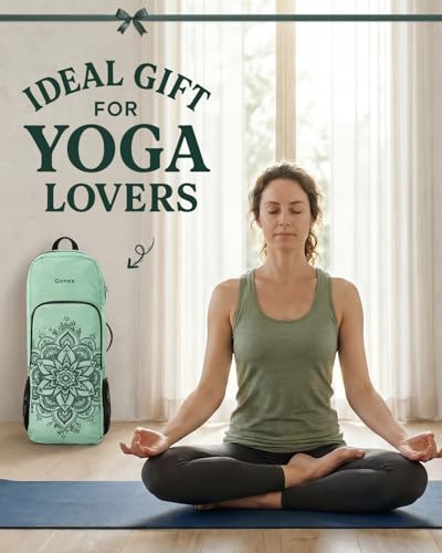 Gonex Yoga Mat Bag Convertible Backpack Blocks Carrier with Wet Pocket | 600D Polyester, Fits Most Yoga Mats,Multiple Compartment, Padded Straps, 2 Carry Ways, Gym, Travel & Daily Use - color: Green