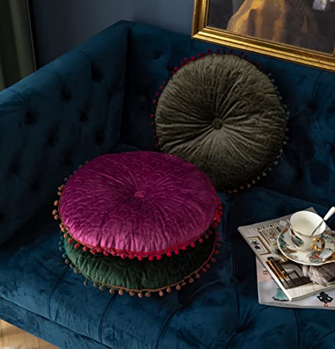 Round Throw Pillow Thickened Seat Cushion Sofa Cushion Meditation Pillow Living Room Window Balcony Decoration Pillow (15.7in, Purplish red) - color: Purplish Red, size: 15.7in