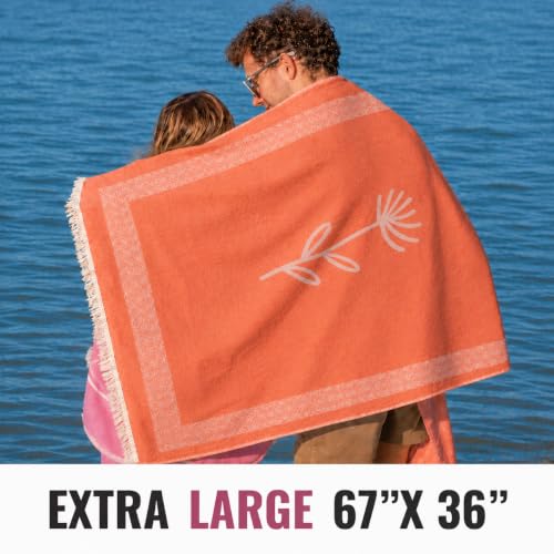 Turkish Beach Towel - 100% Organic Cotton - Soft, Quick-Dry, Sand Proof, Prewashed - Lightweight & Oversized for Beach, Pool, Yoga, Bath, Travel, Gym, Throw - Bloom (Pink) - color: Pink