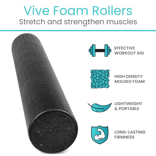 Vive High Density Foam Roller (36 inch) - Large Foam Roller for Exercise - size: 36"