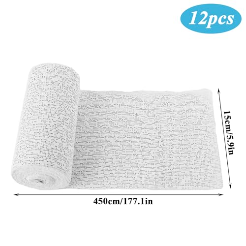 12 Pack Plaster Cloth Rolls Bulk, Each Roll 6”x 180” Plaster Cloth Gauze Bandage, Gauze of Paris Strips for Crafts, Modeling, Belly Cast, Masks, Scenery (6In x 15Ft/ 5Yd)