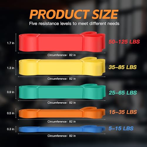 Pull Up Bands, Resistance Bands Set, Exercise Workout Bands for Men & Women, Ideal for Body Stretching, Physical Therapy and Muscle Training - color: Multicolor