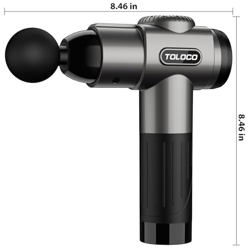 TOLOCO Massage Gun, Deep Tissue Back Massage for Athletes for Pain Relief, Percussion Massager with 10 Massages Heads & Silent Brushless Motor, Fathers Day Dad Gifts, Grey - color: Grey