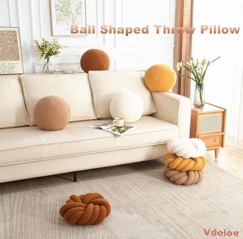Ball Pillow,Cream White Round Throw Pillow 11.8 Inches - color: Cream White Ball