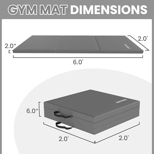 Fitvids Folding Exercise Gymnastics Mat for Tumbling, 2'x6'x2" Gym Workout Mat with Carrying Handles High-Density Anti-Tear Portable Fitness Aerobics Mats for Home Gym Yoga Pilates MMA Core Training - color: Graphite