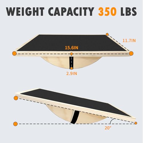 Balance Board Professional Wobble Board for Adults Anti-Slip for Physical Therapy Standing Desk Core Strength Wooden Rocker Board(350LBS) - size: 360° Balance Board (Wooden)
