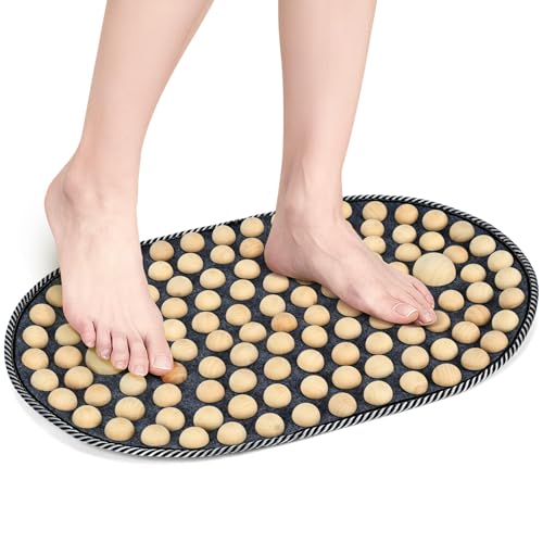 Wooden Acupressure Foot Massager Mat, Acupuncture Mat for Pain & Stress