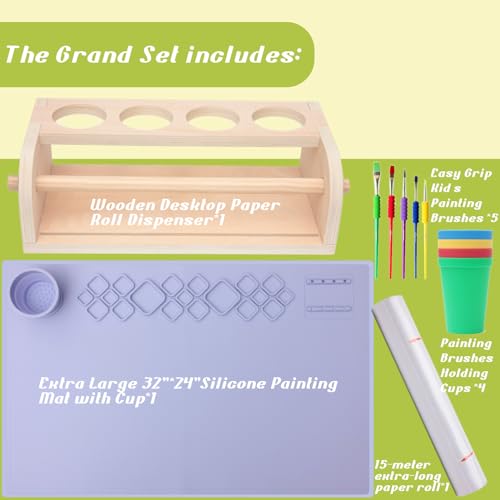 Tabletop Paper Roll Dispenser Art Easel with Paper Roll(Purple) - color: Purple