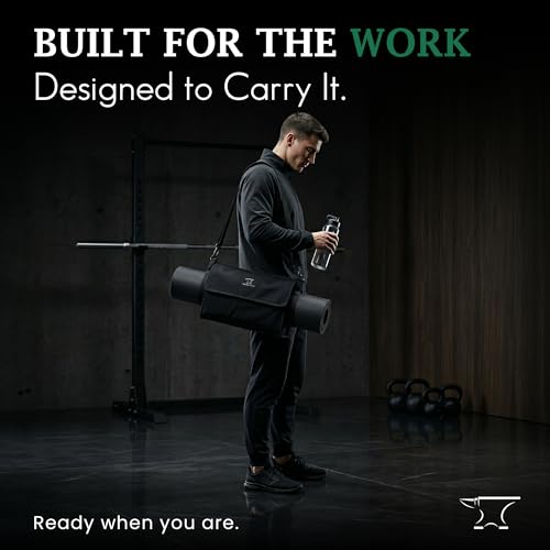 Menโs Yoga Mat Bag โ Durable Canvas Carrier, Lightweight with Extra Storage for Gear & Accessories, Black