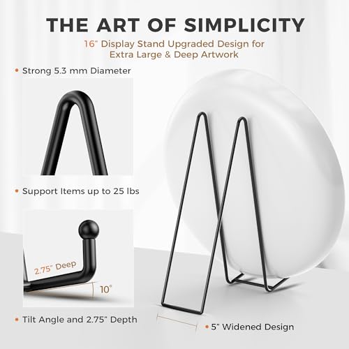 TR-LIFE 16 Inch Heavy Duty Plate Stand (4 Pack) - Metal Display Easel for Large Plates, Picture Frames, Signs, Posters, and Decorative Platters - size: 16 Inch