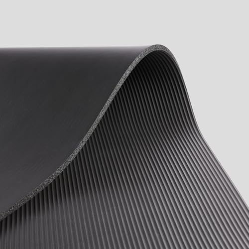 Phoenix Fitness NBR Yoga Mat - 15mm Extra Thick Exercise Mat with Carry Strap - Non Slip Yoga Mat for HIIT, Exercise & Pilates for Men and Women - Black or Pink - color: Black