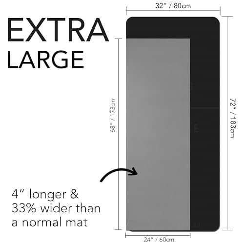 대형 요가 매트 - 매우 두꺼운 10mm 운동 매트 (182.9 x 81.3cm(72 x 32인치)) - 여성 및 남성용 미끄럼 방지 TPE 운동 매트 - 필라테스, HIIT, 피트니스 및 홈 체육관 매트 - 무료 휴대용 가방 포함 - color: 블랙 - 각인