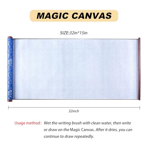 Magic Canvas - Water-Activated Reusable Chinese Calligraphy Cloth, 4 Chic Colors Washable Microfiber for Kids Beginners Adults Imperial Yellow Damask - color: Imperial Yellow Damask