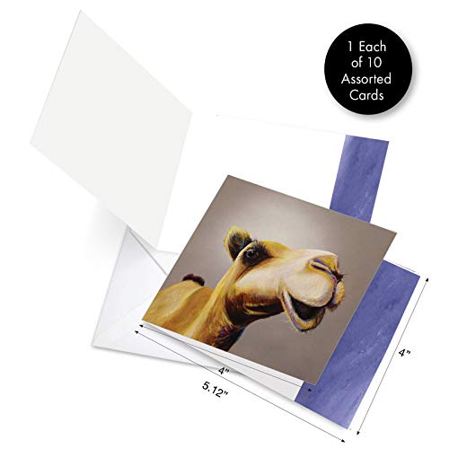 Best Card Co 10 Animal Greeting Cards Blank Inside (4 x 5.12 Inch) Close-Up Wildlife Assorted Boxed Set Animal Magnetism for Animal Lovers AMQ6218OCB-B1x10 - style: Animal Magnetism